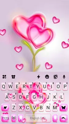 Flower Pink Hearts Keyboard Ba android App screenshot 0