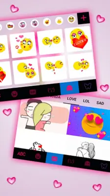 Flower Pink Hearts Keyboard Ba android App screenshot 1