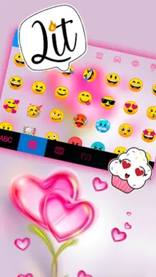 Flower Pink Hearts Keyboard Ba android App screenshot 2