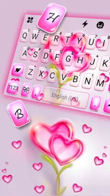 Flower Pink Hearts Keyboard Ba android App screenshot 3